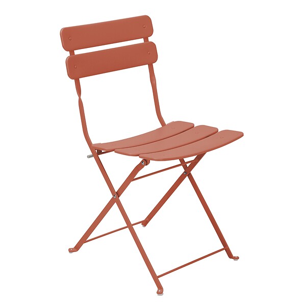 OVIALA - Table de terrasse ronde pliante et 2 chaises pliantes terracotta - Annecy - large