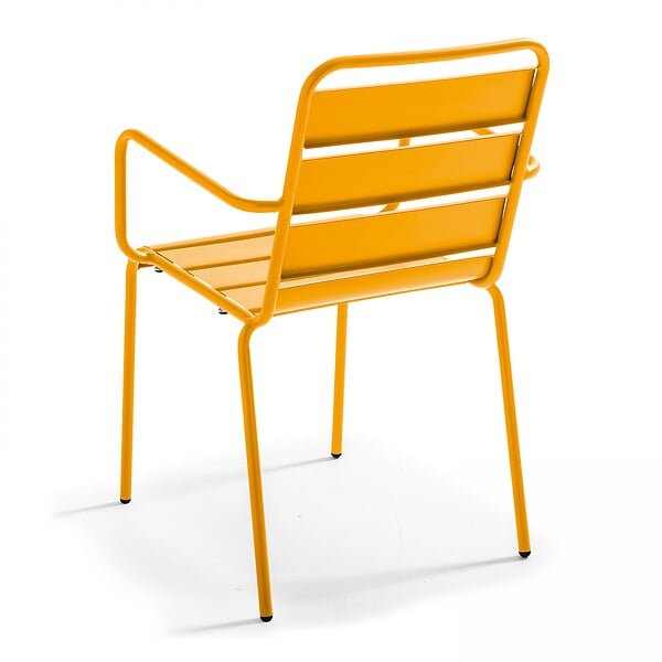 OVIALA - Ensemble table de jardin et 4 fauteuils en métal jaune - Palavas - large