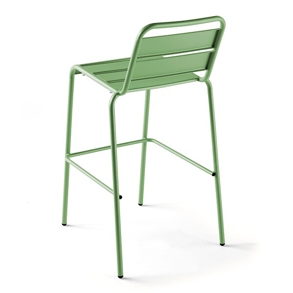 OVIALA - Ensemble table haute de jardin et 6 chaises en métal vert cactus - Palavas - large