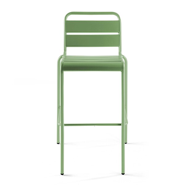 OVIALA - Ensemble table haute de jardin et 6 chaises en métal vert cactus - Palavas - large