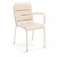 OVIALA - Ensemble table de jardin carrée et 4 fauteuils acier ivoire - Palavas - vignette