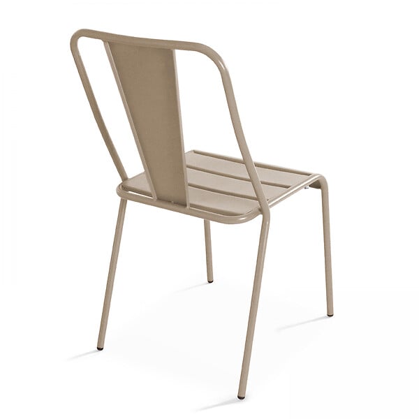 OVIALA - Ensemble table de jardin carrée et 2 chaises bistrot taupe - Palavas - large