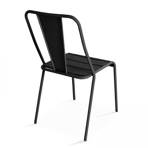 OVIALA - Ensemble table ronde et 2 chaises de jardin bistrot en métal gris  - Palavas - large