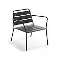 OVIALA - Salon de jardin 4 places et 1 table basse en acier anthracite - Palavas - vignette