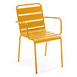 OVIALA - Ensemble table de jardin carrée et 4 fauteuils acier jaune - Palavas - vignette
