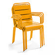 OVIALA - Ensemble table de jardin carrée et 4 fauteuils acier jaune - Palavas - vignette