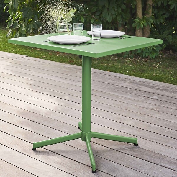 OVIALA - Ensemble table de jardin et 4 fauteuils en métal vert cactus - Palavas - large