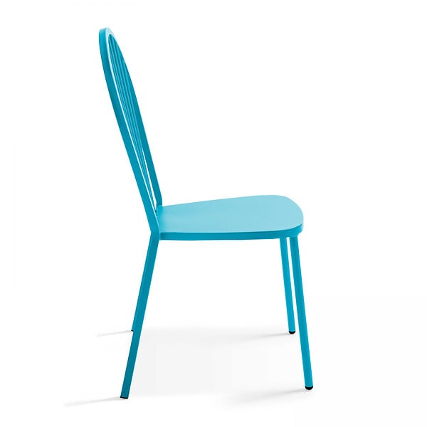 OVIALA - Ensemble table de jardin bistrot et 2 chaises en acier bleu - Palavas - large