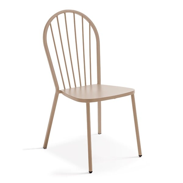 OVIALA - Ensemble table de terrasse et 2 chaises bistrot en acier taupe - Palavas - large