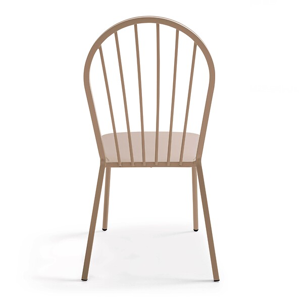 OVIALA - Ensemble table de terrasse et 2 chaises bistrot en acier taupe - Palavas - large
