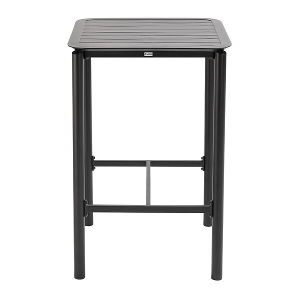 OVIALA - Table haute de terrasse avec 2 chaises en aluminium noir - Almada - large