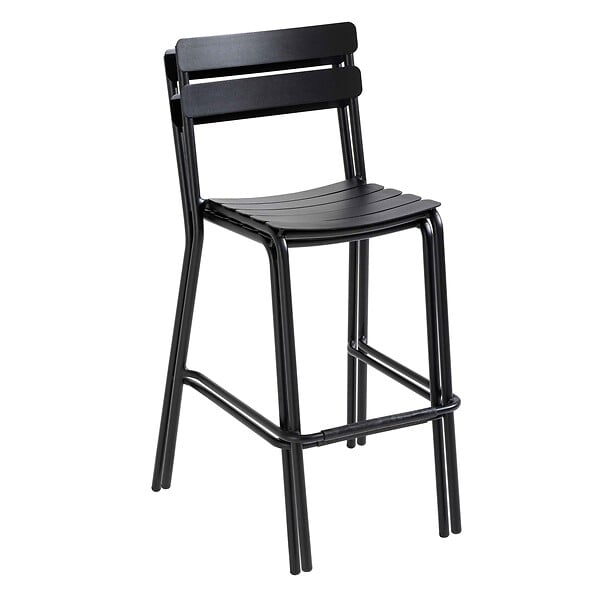 OVIALA - Table haute de terrasse avec 2 chaises en aluminium noir - Almada - large