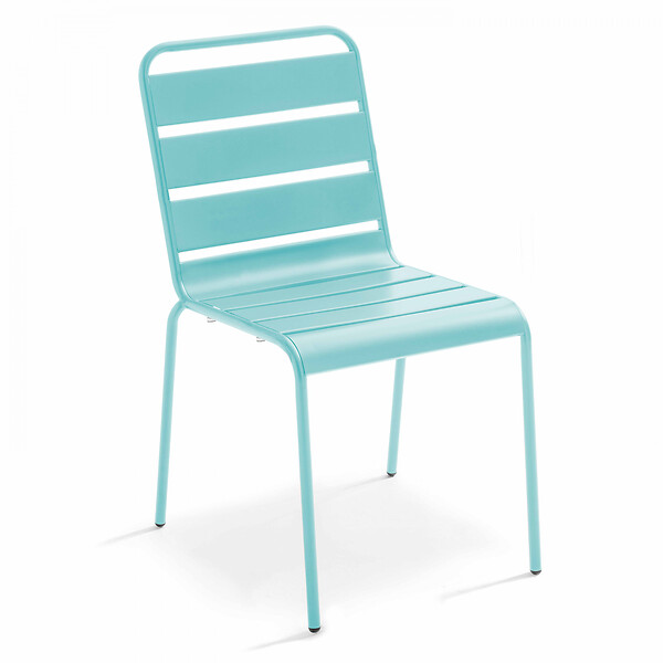 OVIALA - Ensemble table de jardin et 8 chaises en métal turquoise - Palavas - large