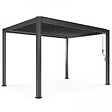 OVIALA - Pergola bioclimatique 3 x 4 m autoportée avec 3 stores gris - Athenes - vignette