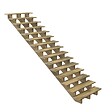 DECKLINEA - Escalier Bois Exterieur - 15 Marches - Largeur : 1m20 - Hauteur : 2m55 - Sans Contremarches - Pin du Nord - Traité Autoclave - vignette