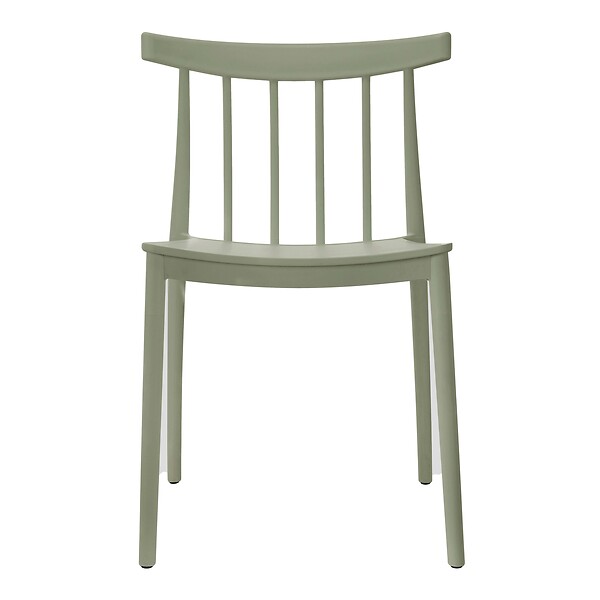 OVIALA - Lot de 4 chaises de terrasse vert sauge en plastique - Lisboa - large