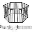 VOUNOT - Barriere de securite cheminee pliable 3.75M 6 panneaux noir - vignette