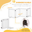 PAWHUT - Barrière de sécurité pour animaux - barrière modulable pliable 4 panneaux - motif patte - 2 pieds support - bois de pin blanc - vignette