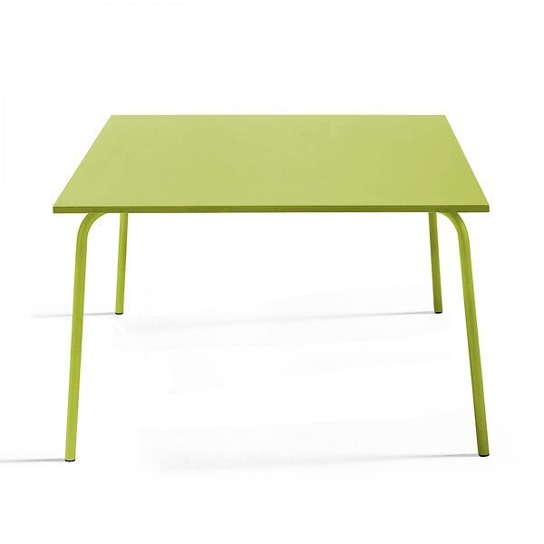 OVIALA - Table de jardin carrée en métal 8 places 120 cm vert - Palavas - large