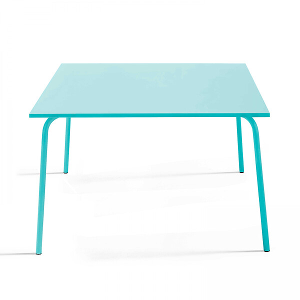 OVIALA - Table de jardin carrée en acier 8 places 120 cm turquoise - Palavas - large