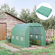 OUTSUNNY - Bâche de rechange serre tunnel 6 m², bâche dim. 3L x 2l x 2H m PE anti-UV imperméable 6 fenêtres + porte enroulable zippée vert - vignette