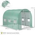 OUTSUNNY - Bâche de rechange serre tunnel 6 m², bâche dim. 3L x 2l x 2H m PE anti-UV imperméable 6 fenêtres + porte enroulable zippée vert - vignette