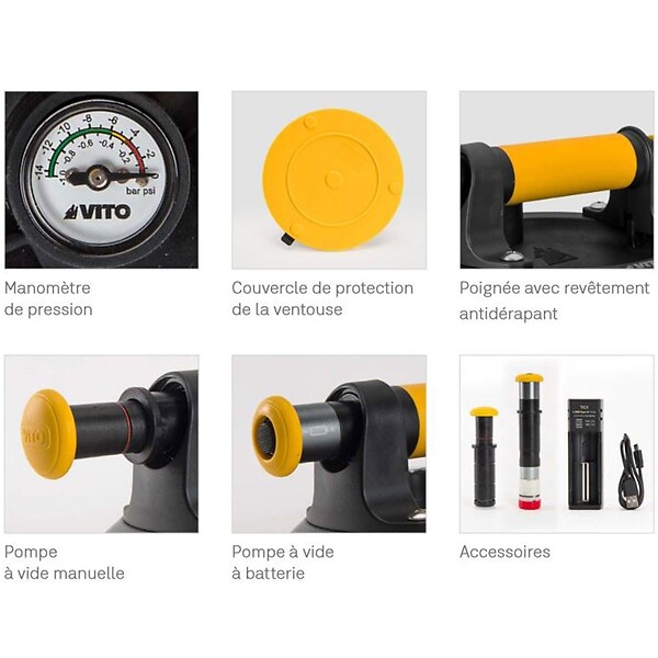 VITO - Ventouse à carrelage avec Pompe Ø 200mm Batterie 3,7V 2,0Ah Charge 120Kg VITO - large