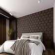 MON MARCHE DECO - Lot de 2 Panneaux Hexagonaux H. 76 cm L. 62 cm - Noyer Feutre Noir - vignette