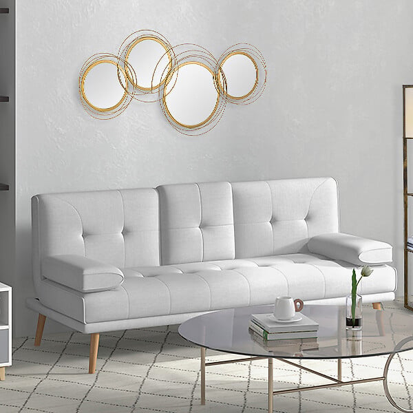 HOMCOM - Lot de 4 miroirs ronds muraux à˜ 30, 24, 21 cm crochet visserie incluse métal doré - large