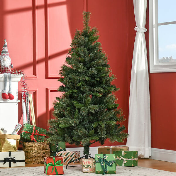 HOMCOM - Sapin de Noël artificiel Ø 84 x 150H cm 665 branches épines imitation Nordmann grand réalisme vert - large