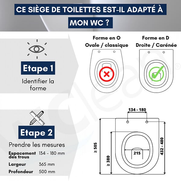 WC CLEAN - Abattant WC Japonais lavant non électrique pour cuvette carénée ou droite - large