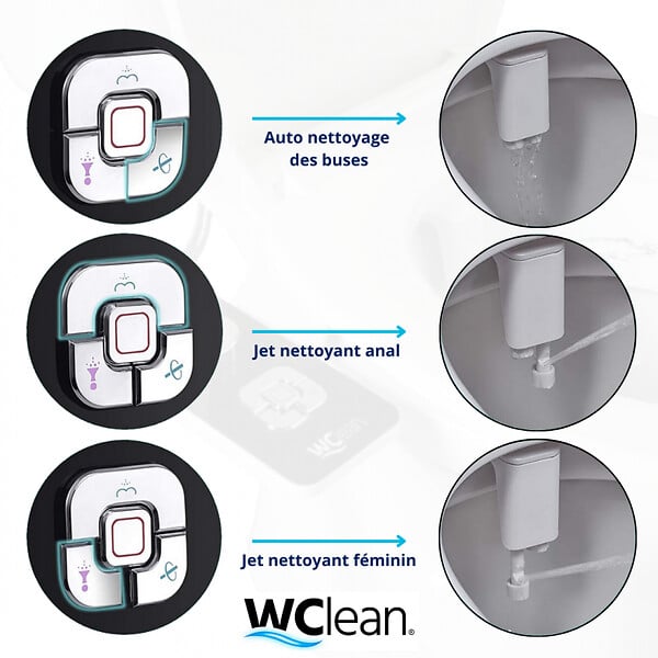 WC CLEAN - Kit bidet douchette slim pour abattant 'jet' coloris noir - large