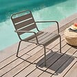 OVIALA - Fauteuil de jardin bas relax acier taupe - Palavas - vignette