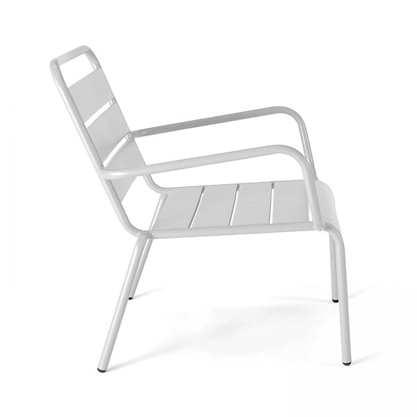 OVIALA - Fauteuil de jardin bas relax acier blanc - Palavas - large
