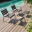 OVIALA - Lot de 2 fauteuils relax avec repose-pieds en métal gris - Palavas - vignette