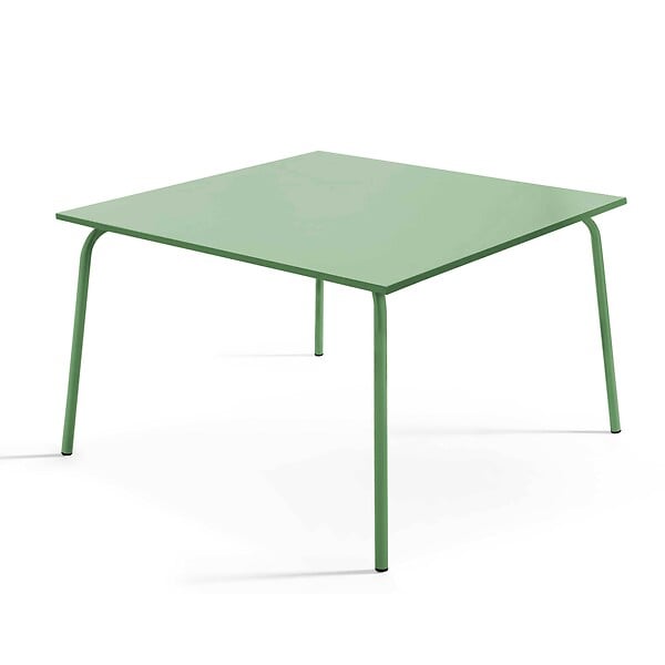 OVIALA - Ensemble table de jardin et 8 chaises en métal vert cactus - Palavas - large