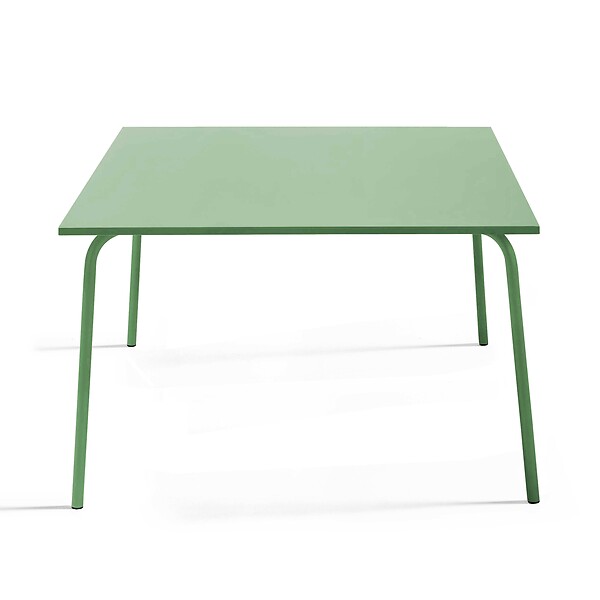 OVIALA - Ensemble table de jardin et 8 chaises en métal vert cactus - Palavas - large
