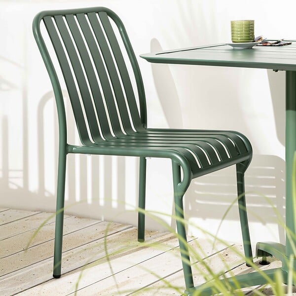 OVIALA - Chaise design de terrasse en aluminium vert foncé - Faro - large