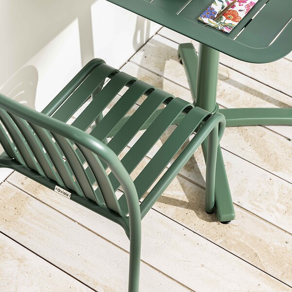OVIALA - Chaise design de terrasse en aluminium vert foncé - Faro - large