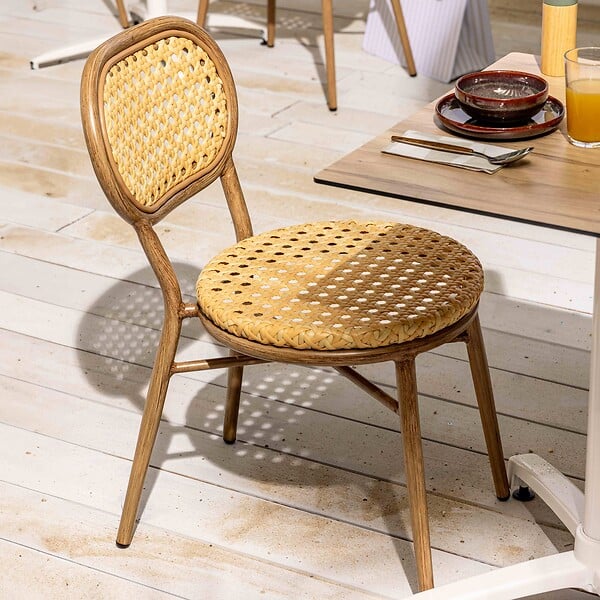 OVIALA - Chaise de terrasse en aluminium et rotin synthétique - Portimao - large