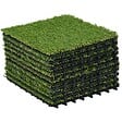 OUTSUNNY - Gazon synthétique artificiel set de 10 dalles carreaux 30 x 30 cm épaisseur confort 3,5 cm à emboîter vert - vignette