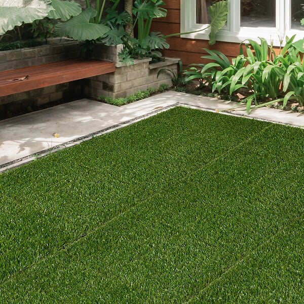 OUTSUNNY - Gazon synthétique artificiel set de 10 dalles carreaux 30 x 30 cm épaisseur confort 3,5 cm à emboîter vert - large