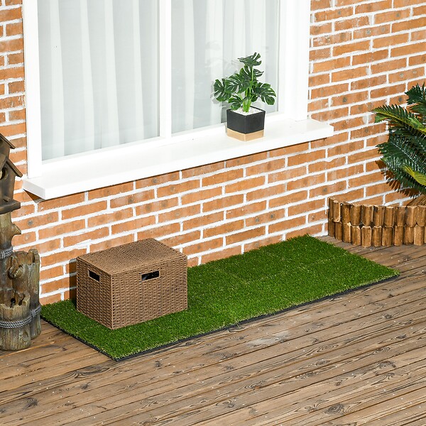 OUTSUNNY - Gazon synthétique artificiel set de 10 dalles carreaux 30 x 30 cm épaisseur confort 3,5 cm à emboîter vert - large