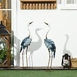 OUTSUNNY - Lot de 2 statues de jardin grues acier - vignette