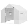 OUTSUNNY - Serre de jardin tunnel 6 m² porte 4 fenêtres acier galvanisé PE blanc - vignette