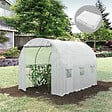 OUTSUNNY - Bâche de rechange serre tunnel 6 m², bâche dim. 3L x 2l x 2H m PE anti-UV imperméable 6 fenêtres + porte enroulable zippée blanc - vignette