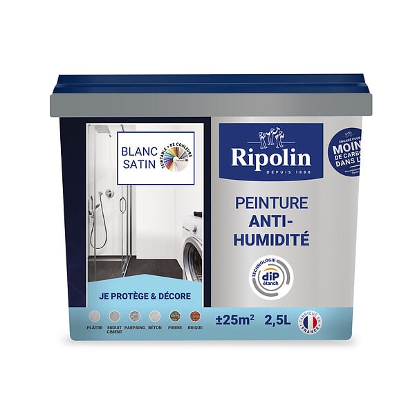 RIPOLIN - Peinture anti-humidite Blanc casse Satin Pot 2.5l - large