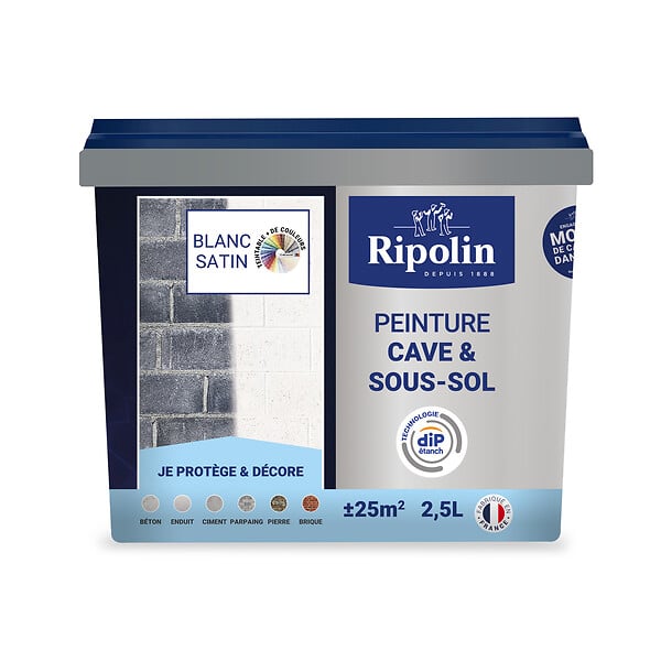 RIPOLIN - Peinture cave sous-sol - Blanc - Satin - 2.5L - large