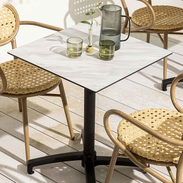 OVIALA - Table de terrasse 70 cm inclinable marbre - Opéra - large