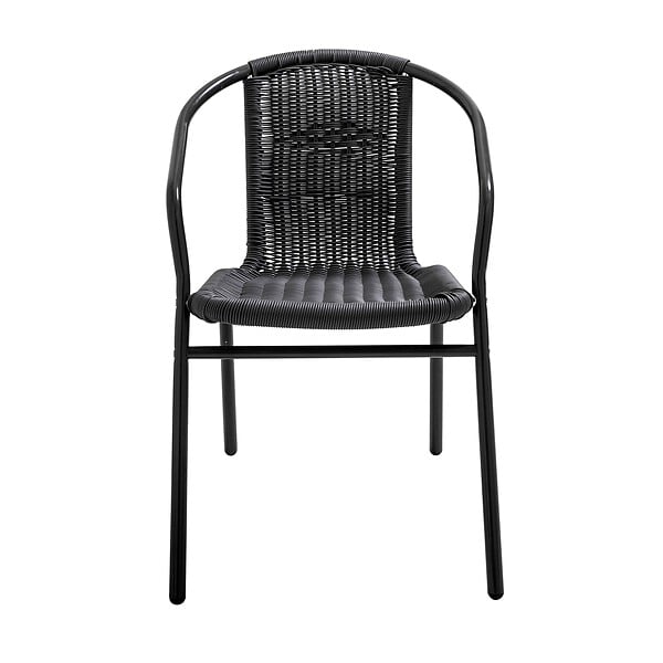 OVIALA - Chaise de jardin aluminium et résine noire - Saint Germain - large